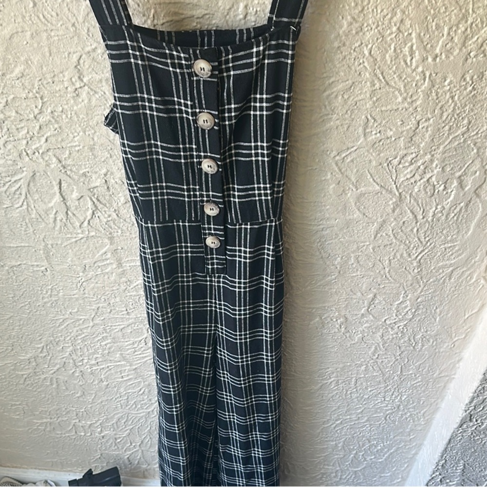 American Eagle Outfitters Black and White Checkered Jumpsuit
